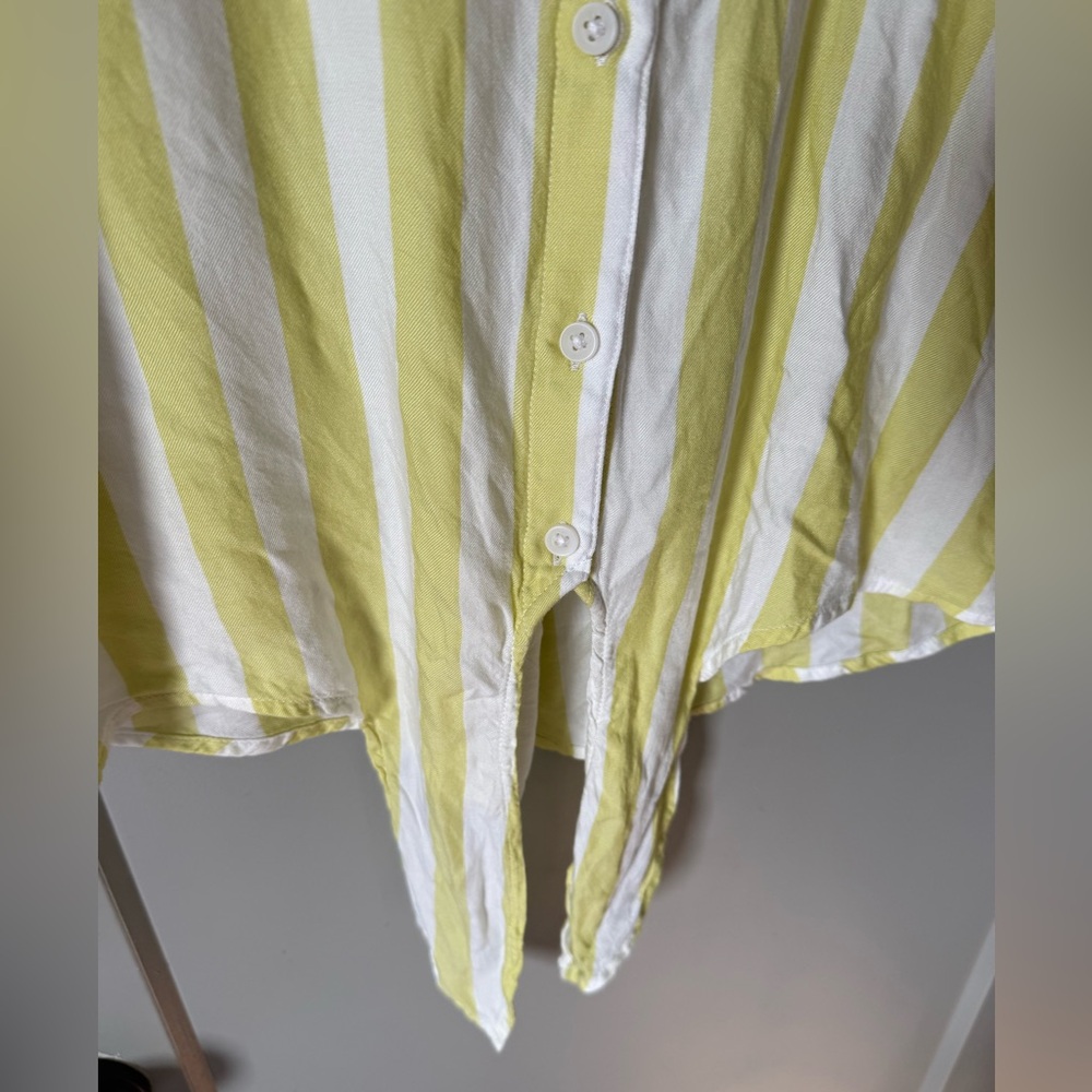 beachlunchlounge Yellow/Green and White Striped Button Down Shirt - Picture 4 of 6